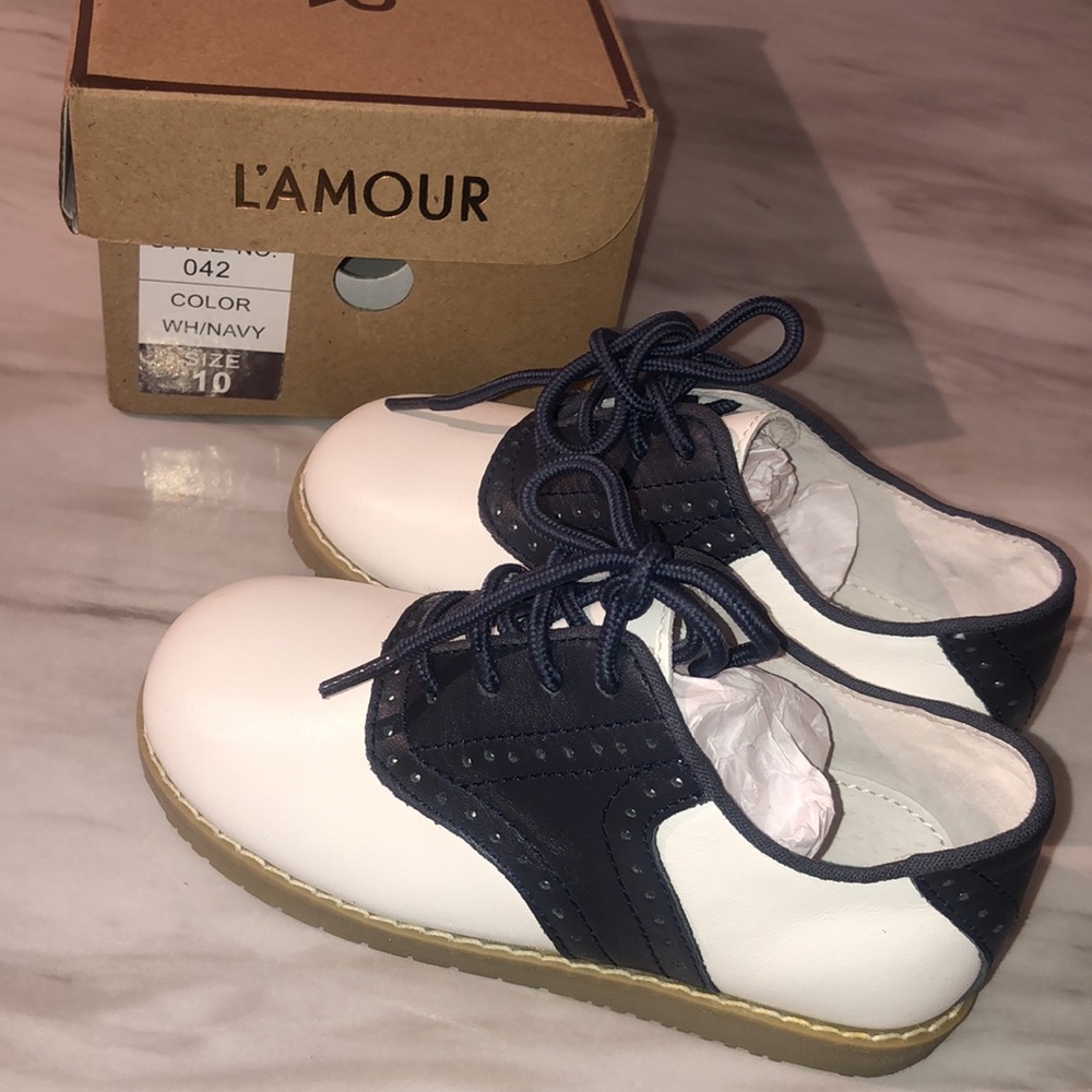 Navy blue & white Toddler Saddle shoes